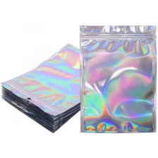 China Plastic Bag Factory Sealing Polyester Film Rainbow Laser Zipper Bag manufacturer