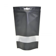 China Resealable Matte Black Stand Up Pouch Bags With Window manufacturer