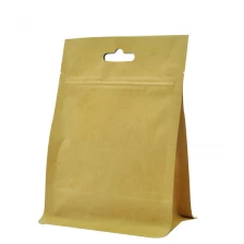 China Custom Printed Flat Bottom Kraft Paper Material Food Nuts Sugar Coffee Ziplock Packaging Bag manufacturer