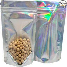 China Resealable Zipper Self Seal Clear Plastic Aluminum Foil Bag Flat Heat Sealable Small Food Storage Bags with Tear Notch Hang Hole manufacturer