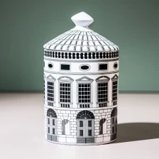 China Jarra de vela de cerâmica com tampa para vela perfumada OEM e ODM, arquitetura europeia-grande fabricante