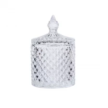 China Jarra de vela de vidro cristal geo lapidado com tampa atacado fabricante