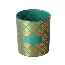 China hot stamping ouro com sprays de cor verde castiçal votivo cipreste branco fabricante