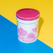 China Suporte de vela votiva de cerâmica de 8 onças com tampa Spring Series rosa fabricante