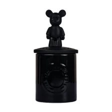 China Frasco de vela votiva de cerâmica de 5 onças com tampa urso sombrio preto fabricante