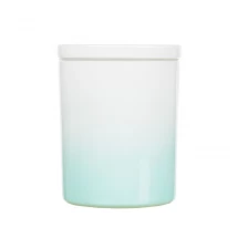 China Leere Gradient Sprays Votivkerzenglas aus Glas mit Deckel hellgrün Hersteller
