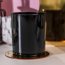 China Leere, glänzende schwarze Sprühglas-Kerzendose Hersteller