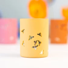 China Laser Pemegang Lilin Votive Borosilicate pada Lukisan Kuning pengilang