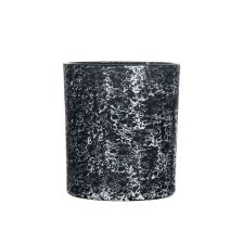 China Black Decorated Empty Glass Candle Holder For Soy Wax manufacturer