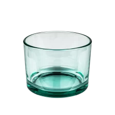 China 3 wick Translucent Green Candle Holder Glass 14.5oz manufacturer