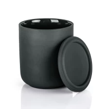 Cina Barattolo di candela in gres fatto a mano in gres ceramico nero opaco da 10 once con coperchio produttore