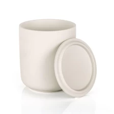 Cina Vaso per candele in gres bianco latteo con coperchio 10 once produttore