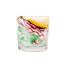 China Exclusive Watercolor Decorated Glass Candle Vessel In Bulk manufacturer