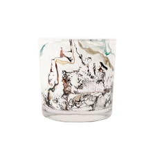 China Empty Swirl Watercolor Candle Glass Container 14oz manufacturer