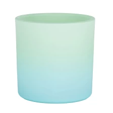 China Matte Ombre Colored Two Wicks Glass Candle Holder For Vanilla Candles manufacturer