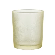 China Crack Lacquer Yellow Glass Candle Holder 11oz Empty manufacturer