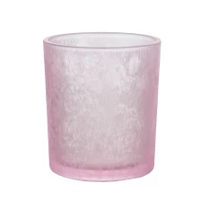 China Crack Lacquer Pink Glass Candle Holder 11oz In Bulk manufacturer