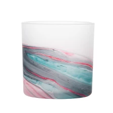 China Luxury Aromatherapy Candles Holder Glass With Swirl Watercolor Decor manufacturer