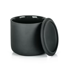 China Classic Matte Black Ceramic Clay Candle Vessel With Lid manufacturer