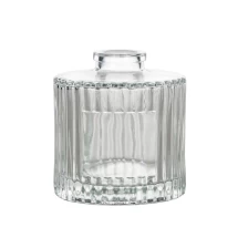 China New Design Stripe Pattern Reed Glass Diffuser Bottle 6oz manufacturer