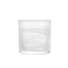 China White Swirl Handmade Portable Votive Candle Glass Jar manufacturer