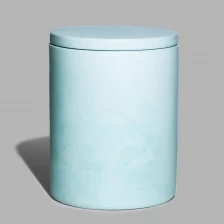 China Luxury Light Blue Concrete Candle Jar 11oz Chamomile manufacturer