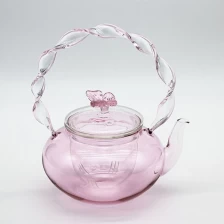 China Bule de chá rosa borosilicato com alça em espiral e infusor de vidro fabricante