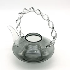 China Bule de chá de borosilicato cinza para presente de luxo com alça espiral e infusor de vidro removível fabricante