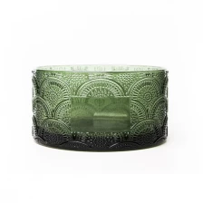 China Frasco de vidro de porta-velas de 3 pavios por atacado com moldura em branco fabricante