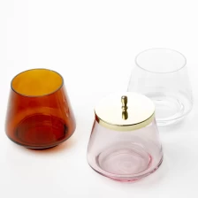 China Castiçal de vidro em pirâmide premium feito à mão de 12 onças transparente, âmbar, rosa fabricante
