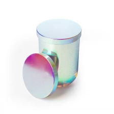 China Combinação de tampa de metal iridescente com jarra de vela iridescente fabricante