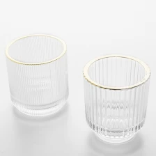 China Vidro luxuoso do castiçal dos produtos vidreiros com borda dourada fabricante