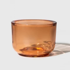 China Heavy Quality Orange Glass Candle Vessel Supply manufacturer