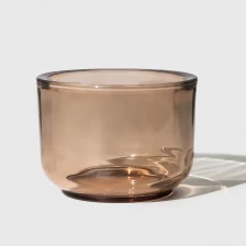 China Thick Candle Glass Jar Transparent Light Brown manufacturer