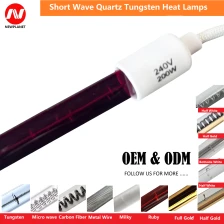 China 1500W 350MM Ruby Short Wave Customized Quartz Double Head Infrared Heat Lamp for Drying Machine manufacturer