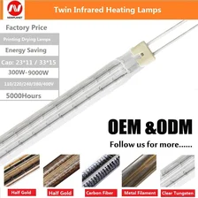 China 500MM 220V 2000W Glass Infrared Paint Curing Lamp Shortwave IR Heating Tube manufacturer