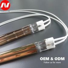 China Double Twin Tube Semi Gold-plated Heating Tube Far-infrared Gold Heat Quartz Single Head Double Head Lamp Tube 220V manufacturer