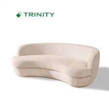 China Bespoke Italian Modern Small Velvet White hotel 2 Seat Curved Sofa manufacturer