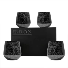 porcelana Copas de vino de grabado sin vástago, 18 oz chapadas en negro fabricante