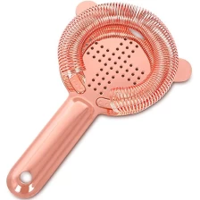 China Bar Tool Copper Cocktail Strainer Stainless Steel 304 Rose Gold Bar Strainer manufacturer