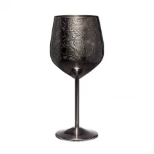 China Etching Design Stainless Steel 18/8 Wine Glass Black Steampunk Style Goblet manufacturer