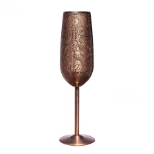 porcelana Copa de champán de acero inoxidable 18/8, copa de champán chapada en cobre grabada de 200ml fabricante