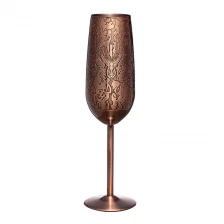 China Unbreakable Stainless Steel Champagne Glasses 200ml Copper Baroque Style Wine Cup manufacturer