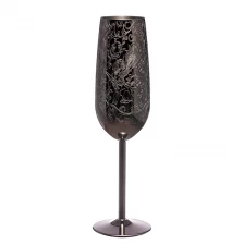 China Stainless Steel Champagne Flutes Glass Metal Black Plated Wine Glasses for Outdoor Party manufacturer