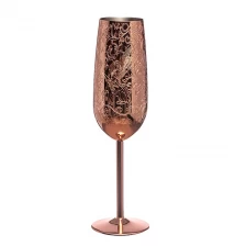 China Etching Stainless Steel Champagne Flutes Glass 200ml Champagne Glasses For Parties And Anniversary manufacturer