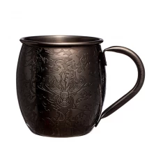 China Etch Design Bar Tools Copper Black Beer Cocktail Cup Stainless Steel Moscow Mule Mug manufacturer
