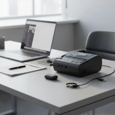 China Hochwertiger 80-mm-Bluetooth-Thermo-Belegdrucker, unterstützt 1D-QR-Code-Druck, tragbares Mini-USB-Ladegerät Hersteller