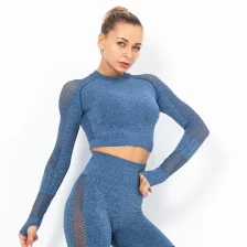 China S-SHAPER Seamless Long Sleeve Yoga Athletic Clothe Mesh Long Sleeve Running Shirts Activewear for Women Fitness Tight Tee manufacturer