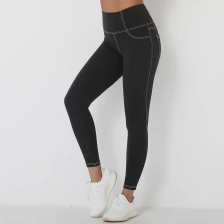 China S-SHAPER Seamless High Waist Imitate Jeans Print Leggings Push Up Fashion Pants for Women Athleisure Nudity Fitness Yoga Leggings With pockets manufacturer