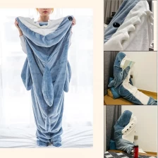 China Shark draagbare flanellen deken Animal Hoodie deken slaapzak fabrikant